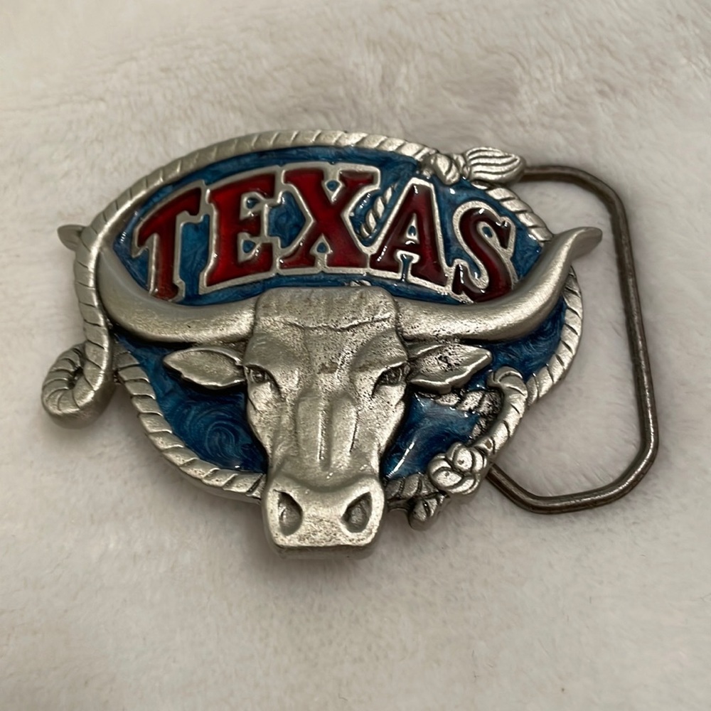 Vintage Pure Pewter Texas Longhorn Belt Buckle 1980